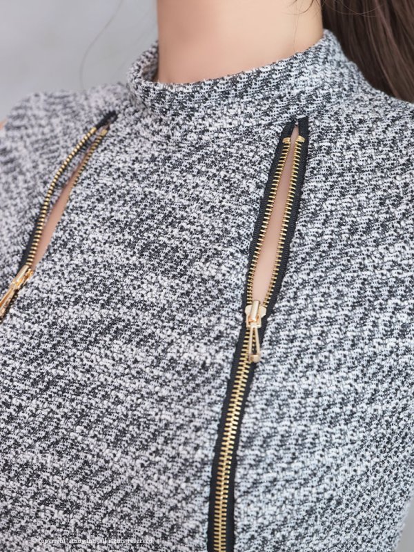 画像17: 【LIMITED SALE開催中！! 11月11日より順次発送予定】【Andy ANDY】ジップデザイン/ ツイード/ ハイネック/ ノースリーブ/ タイト/ ミニドレス/ キャバドレス[OF05] (17)