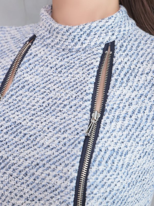 画像27: 【LIMITED SALE開催中！! 11月11日より順次発送予定】【Andy ANDY】ジップデザイン/ ツイード/ ハイネック/ ノースリーブ/ タイト/ ミニドレス/ キャバドレス[OF05] (27)