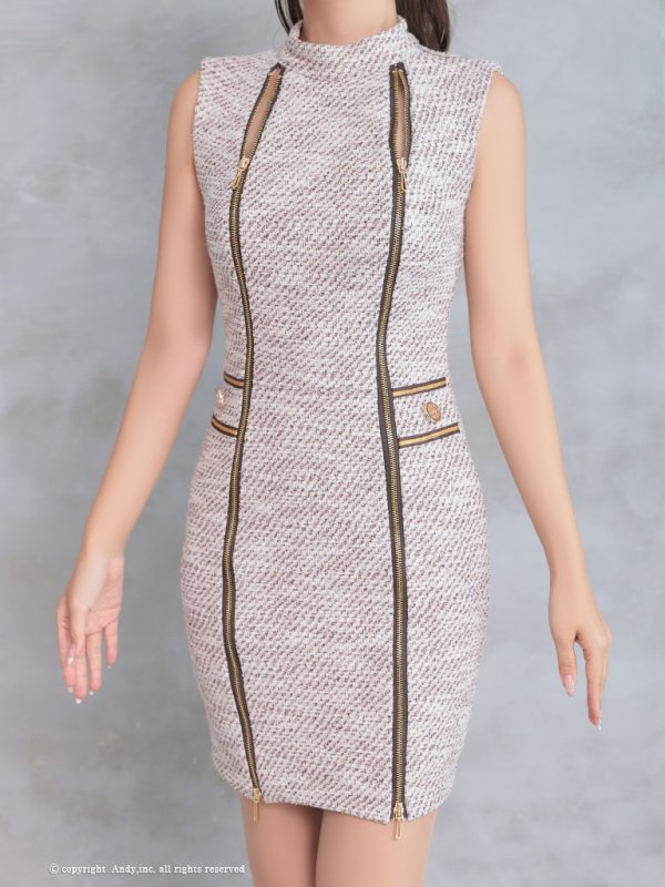 画像36: 【LIMITED SALE開催中！! 11月11日より順次発送予定】【Andy ANDY】ジップデザイン/ ツイード/ ハイネック/ ノースリーブ/ タイト/ ミニドレス/ キャバドレス[OF05] (36)