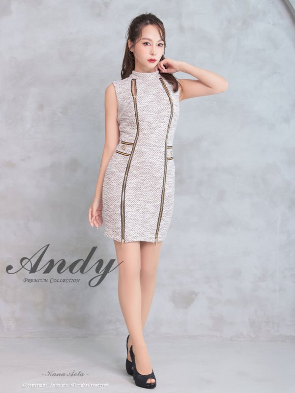 画像33: 【LIMITED SALE開催中！! 11月11日より順次発送予定】【Andy ANDY】ジップデザイン/ ツイード/ ハイネック/ ノースリーブ/ タイト/ ミニドレス/ キャバドレス[OF05] (33)