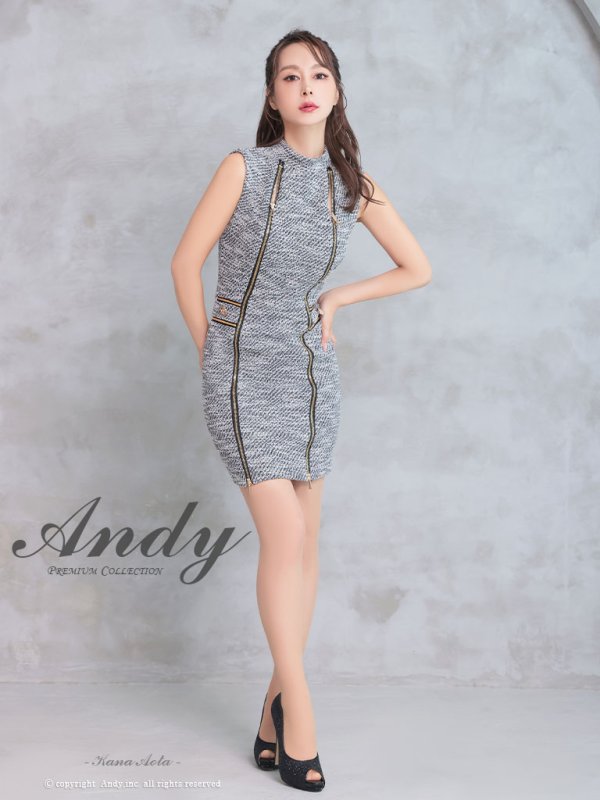 画像13: 【LIMITED SALE開催中！! 11月11日より順次発送予定】【Andy ANDY】ジップデザイン/ ツイード/ ハイネック/ ノースリーブ/ タイト/ ミニドレス/ キャバドレス[OF05] (13)