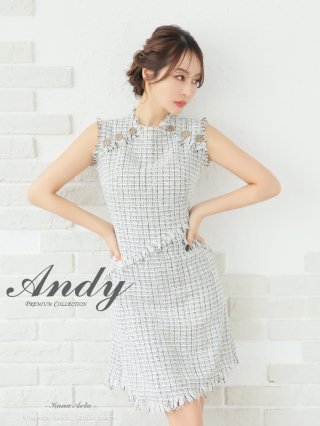 【ANDY/アンディ】ミックスツイードミニドレス ANDY/アンディ】ミックスツイード/ フリンジ/ チェック柄