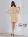 画像4: XSサイズあり【ANDY/アンディ】フロントジップ/ バイカラー/ チェーン/ 袖あり/ 七分袖/ フレア/ ミニドレス/ キャバドレス[OF05] (4)