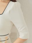 画像16: XSサイズあり【ANDY/アンディ】フロントジップ/ バイカラー/ チェーン/ 袖あり/ 七分袖/ フレア/ ミニドレス/ キャバドレス[OF05] (16)
