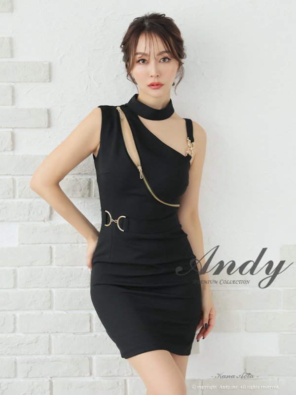 画像10: XSサイズあり【ANDY/アンディ】アシメデザイン/ ジップ/ シンプル/ ワンカラー/ ハイネック/ ノースリーブ/ タイト/ ミニドレス/ キャバドレス[OF05] (10)
