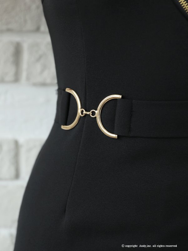 画像17: XSサイズあり【ANDY/アンディ】アシメデザイン/ ジップ/ シンプル/ ワンカラー/ ハイネック/ ノースリーブ/ タイト/ ミニドレス/ キャバドレス[OF05] (17)