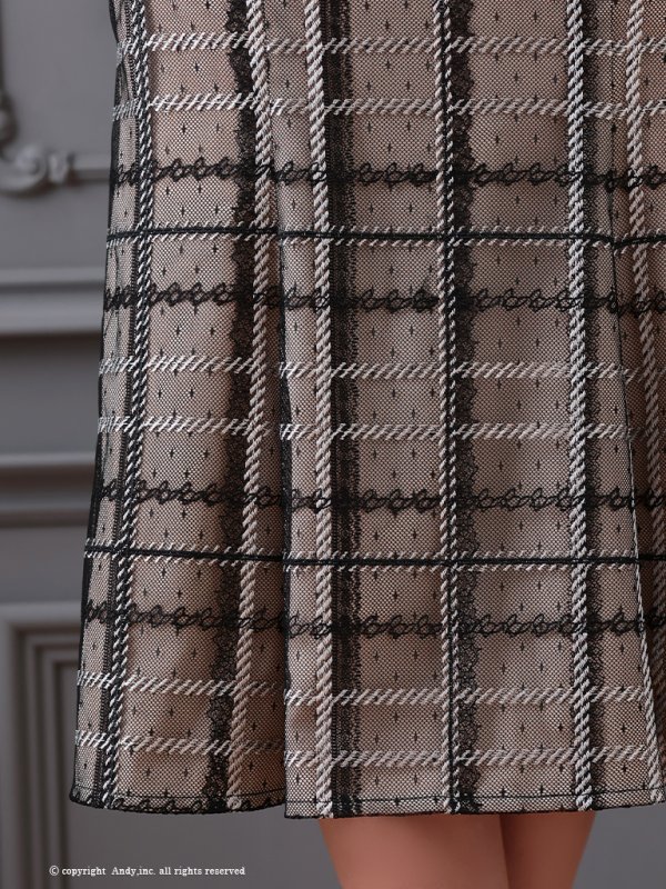 画像7: 【ANDY/アンディ】チェック/ レース/ チェーン/ ノースリーブ/ タイト/ マーメイド/ ミディドレス/ ミディアムドレス/ キャバドレス[OF05] (7)