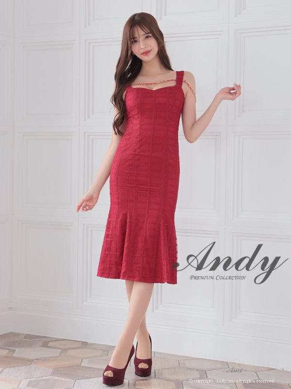 画像17: 【ANDY/アンディ】チェック/ レース/ チェーン/ ノースリーブ/ タイト/ マーメイド/ ミディドレス/ ミディアムドレス/ キャバドレス[OF05] (17)