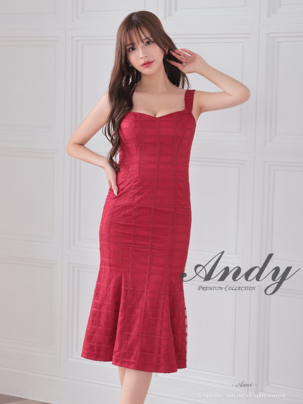 画像16: 【ANDY/アンディ】チェック/ レース/ チェーン/ ノースリーブ/ タイト/ マーメイド/ ミディドレス/ ミディアムドレス/ キャバドレス[OF05] (16)