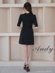 画像4: 【ANDY/アンディ】ジャケット風カラー/ ベルト/ 袖あり/ 五分袖/ プリーツ/ Aライン/ フレア/ ミニドレス/ キャバドレス[OF05] (4)