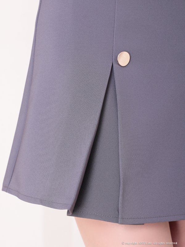 画像8: XSサイズあり【ANDY/アンディ】フロントジップ/ 半袖/ 袖あり/ ストレッチ/ ボックスプリーツ/ フレア/ セットアップ/ ミニドレス/ キャバドレス[OF05] (8)