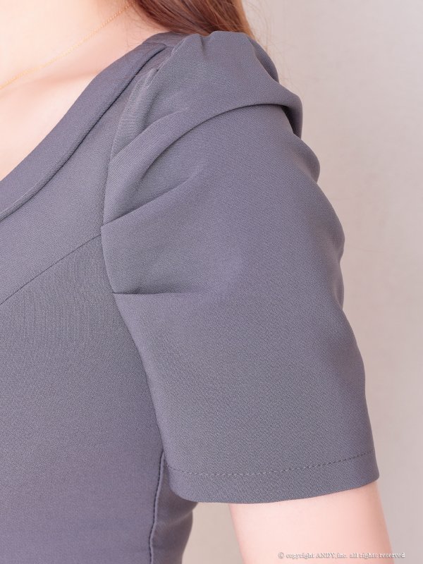 画像6: XSサイズあり【ANDY/アンディ】フロントジップ/ 半袖/ 袖あり/ ストレッチ/ ボックスプリーツ/ フレア/ セットアップ/ ミニドレス/ キャバドレス[OF05] (6)