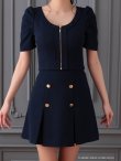 画像26: XSサイズあり【ANDY/アンディ】フロントジップ/ 半袖/ 袖あり/ ストレッチ/ ボックスプリーツ/ フレア/ セットアップ/ ミニドレス/ キャバドレス[OF05] (26)