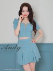 画像31: XSサイズあり【ANDY/アンディ】フロントジップ/ 半袖/ 袖あり/ ストレッチ/ ボックスプリーツ/ フレア/ セットアップ/ ミニドレス/ キャバドレス[OF05] (31)