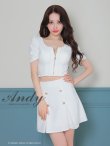 画像40: XSサイズあり【ANDY/アンディ】フロントジップ/ 半袖/ 袖あり/ ストレッチ/ ボックスプリーツ/ フレア/ セットアップ/ ミニドレス/ キャバドレス[OF05] (40)