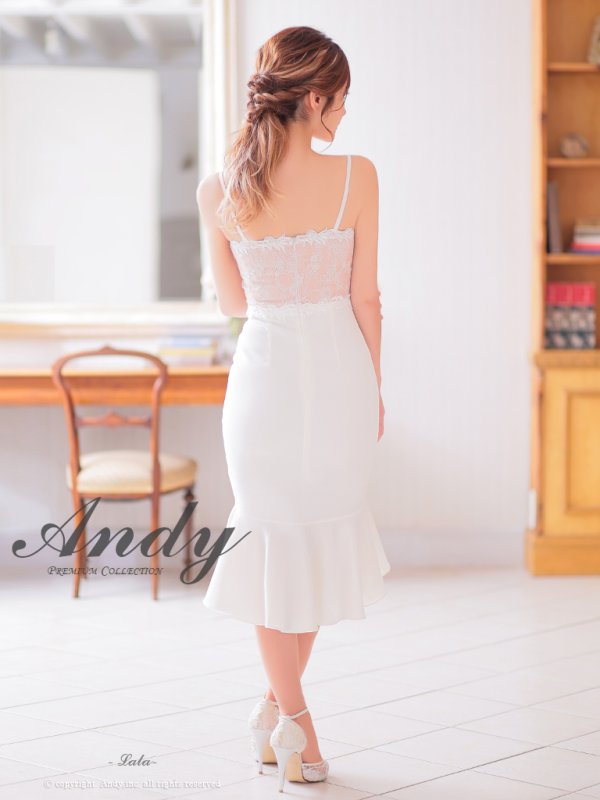 画像22: 【ANDY/アンディ】 フラワーレース/  リボンデザイン/  テールカット/ フリル/  膝丈/ ミディアムドレス/ キャバドレス[OF05] (22)