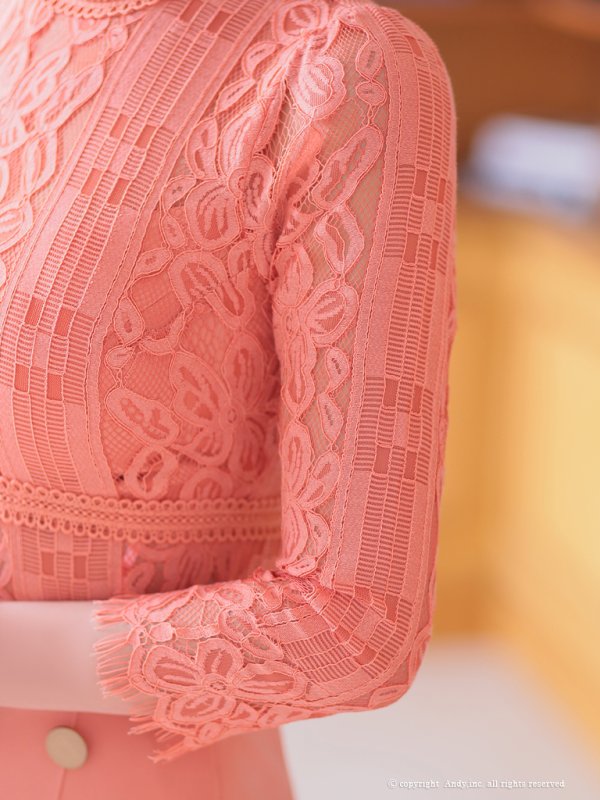 画像6: 【ANDY/アンディ】フラワーレース/ 袖あり/ 七分袖/ ボックスプリーツ/ フレア/ ミニドレス/ キャバドレス[OF05] (6)