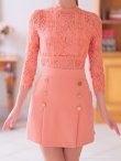 画像7: 【ANDY/アンディ】フラワーレース/ 袖あり/ 七分袖/ ボックスプリーツ/ フレア/ ミニドレス/ キャバドレス[OF05] (7)
