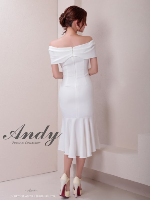 画像32: 【ANDY/アンディ】 フリル/ マーメイド/ カットアウト/ 無地/ オフショルデザイン/ ミディアムドレス/ キャバドレス[OF05] (32)