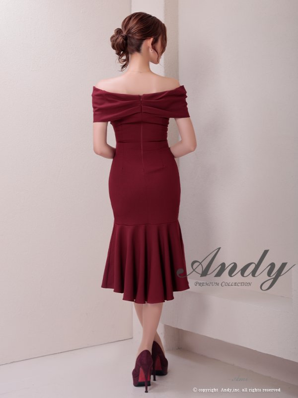 画像15: 【ANDY/アンディ】 フリル/ マーメイド/ カットアウト/ 無地/ オフショルデザイン/ ミディアムドレス/ キャバドレス[OF05] (15)