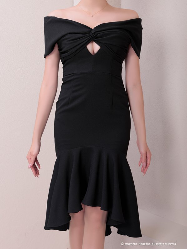 画像24: 【ANDY/アンディ】 フリル/ マーメイド/ カットアウト/ 無地/ オフショルデザイン/ ミディアムドレス/ キャバドレス[OF05] (24)