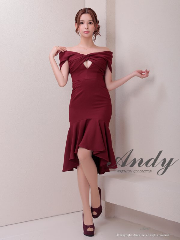 画像13: 【ANDY/アンディ】 フリル/ マーメイド/ カットアウト/ 無地/ オフショルデザイン/ ミディアムドレス/ キャバドレス[OF05] (13)