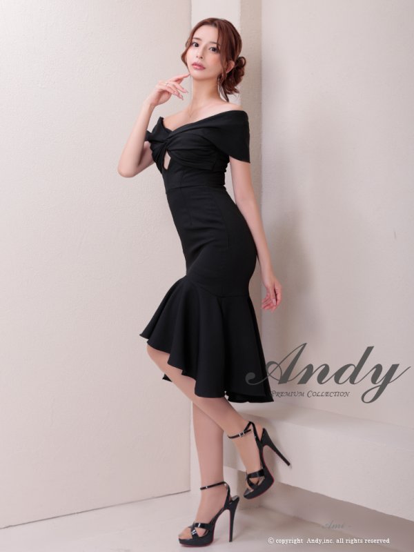画像22: 【ANDY/アンディ】 フリル/ マーメイド/ カットアウト/ 無地/ オフショルデザイン/ ミディアムドレス/ キャバドレス[OF05] (22)