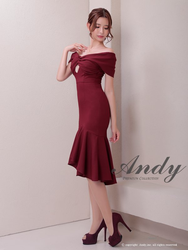 画像14: 【ANDY/アンディ】 フリル/ マーメイド/ カットアウト/ 無地/ オフショルデザイン/ ミディアムドレス/ キャバドレス[OF05] (14)