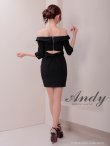画像14: XSサイズあり【ANDY/アンディ】 フロントジップ/ バックリボン/ 袖あり/ 七分袖/ オフショル/ タイト/ ミニドレス/ キャバドレス[OF05] (14)