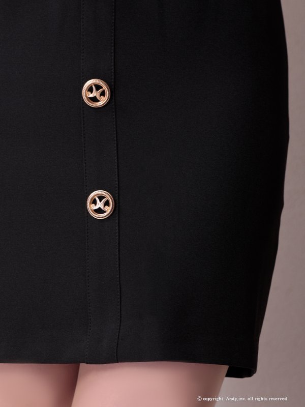 画像17: XSサイズあり【ANDY/アンディ】 フロントジッパー/ リボン/ 袖あり/ 七分袖/ ベルト/ ボタン/ タイト/ ミニドレス/ キャバドレス[OF05] (17)