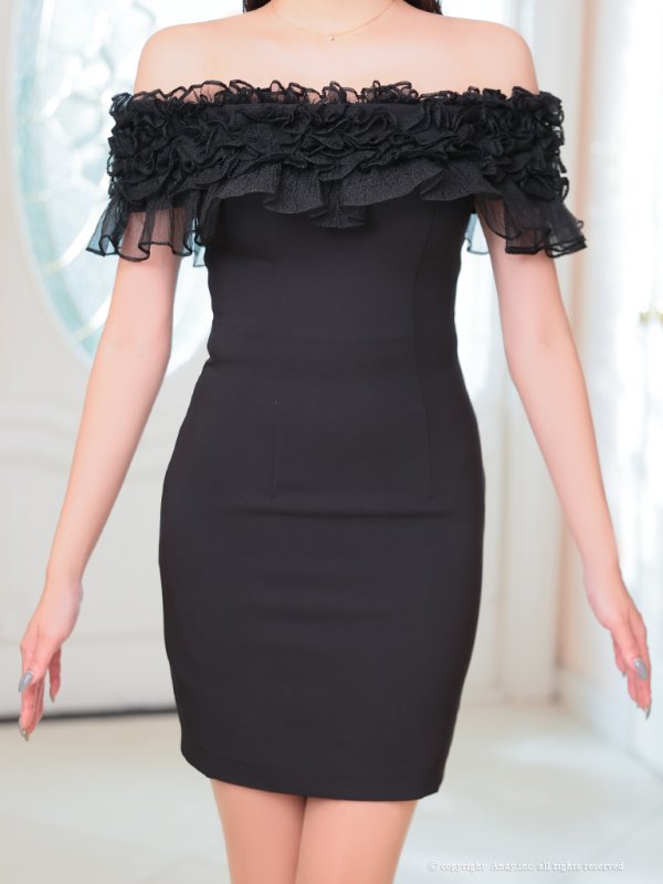 画像5: 【ANDY/アンディ】フリル/ オフショル/ ワンカラー/ タイト/ ミニドレス/ キャバドレス[OF05] (5)
