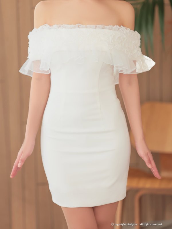 画像20: 【ANDY/アンディ】フリル/ オフショル/ ワンカラー/ タイト/ ミニドレス/ キャバドレス[OF05] (20)
