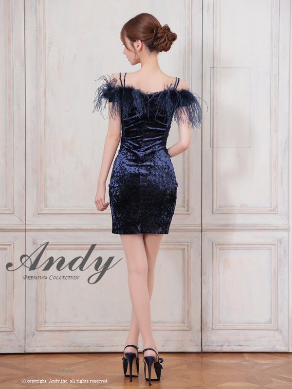 画像13: 【ANDY/アンディ】フェザー/ オフショル/ リボン/ ベロア/ ストレッチ/ タイト/ ミニドレス/ キャバドレス[OF05] (13)