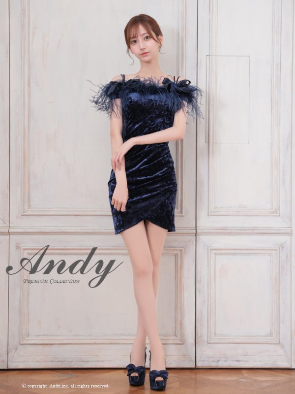 画像11: 【ANDY/アンディ】フェザー/ オフショル/ リボン/ ベロア/ ストレッチ/ タイト/ ミニドレス/ キャバドレス[OF05] (11)