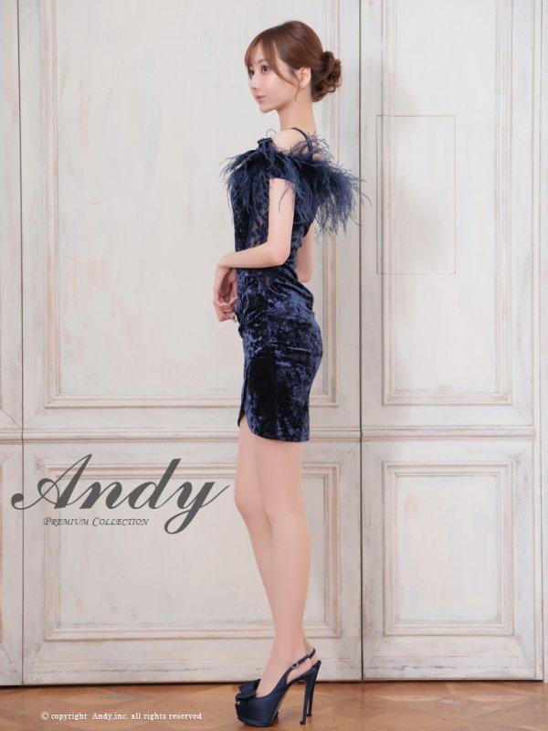 画像12: 【ANDY/アンディ】フェザー/ オフショル/ リボン/ ベロア/ ストレッチ/ タイト/ ミニドレス/ キャバドレス[OF05] (12)