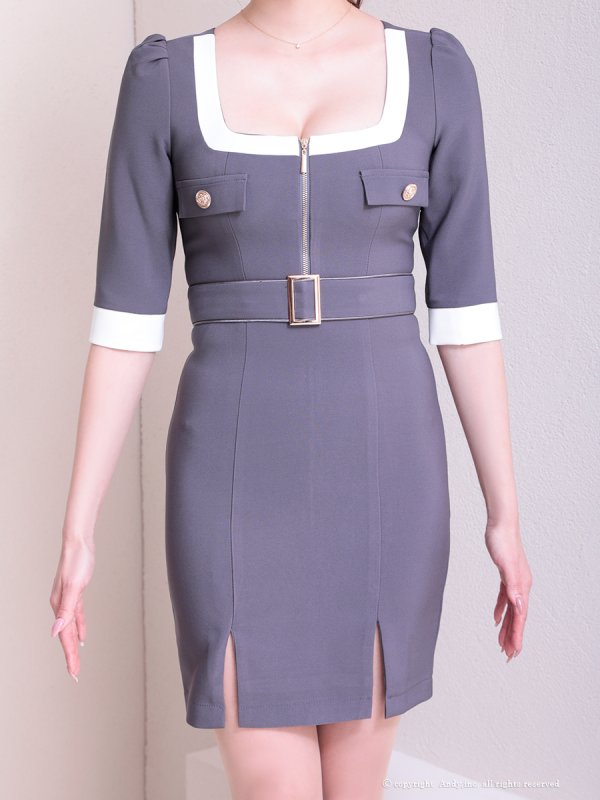 チャコールグレーxホワイト モデル:あみ 身長:163cm 着用サイズ:Sサイズ