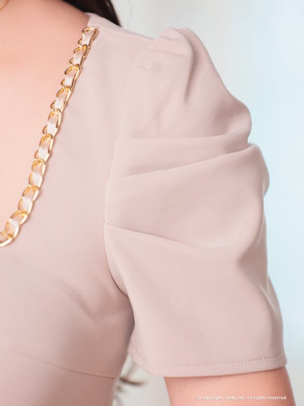 画像26: 【ANDY/アンディ】チェーンパイピング/ スクエアネック/ パフスリーブ/ 袖あり/ フロントジップ/ マーメイド/ セットアップ/ ミニドレス/ キャバドレス[OF05] (26)