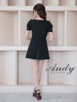 画像5: 【ANDY/アンディ】スクエアネック/ パフスリーブ/ 袖あり/ フロントジップ/ プリーツ/ フレア/ セットアップ/ ミニドレス/ キャバドレス[OF05] (5)