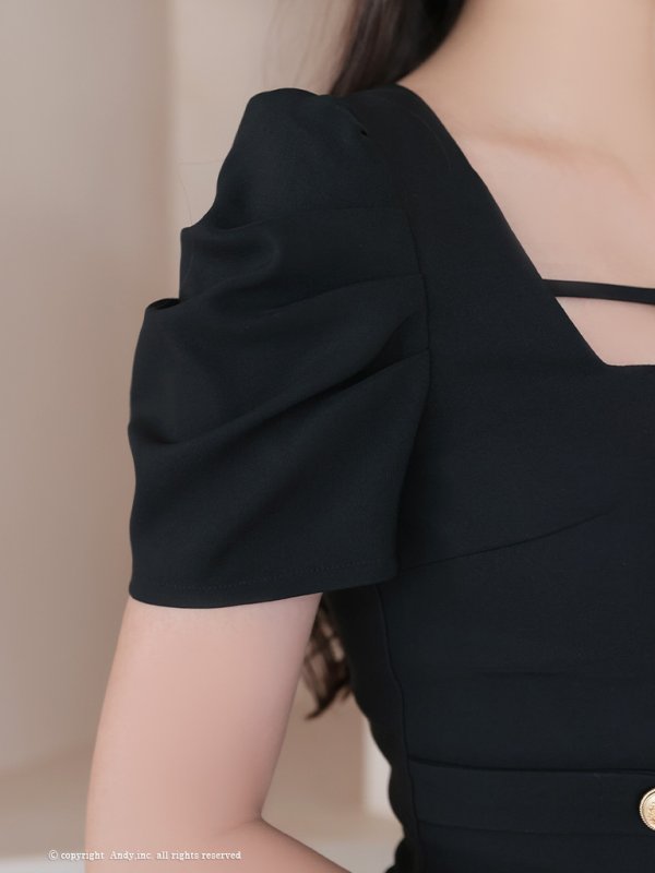 画像18: 【ANDY/アンディ】スクエアネック/ パフスリーブ/ 袖あり/ フロントジップ/ プリーツ/ フレア/ セットアップ/ ミニドレス/ キャバドレス[OF05] (18)