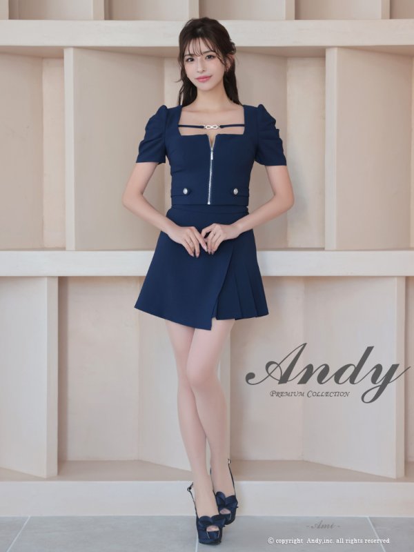 画像23: 【ANDY/アンディ】スクエアネック/ パフスリーブ/ 袖あり/ フロントジップ/ プリーツ/ フレア/ セットアップ/ ミニドレス/ キャバドレス[OF05] (23)