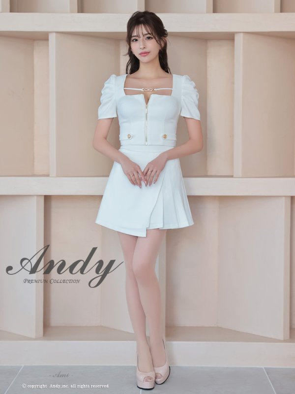 画像33: 【ANDY/アンディ】スクエアネック/ パフスリーブ/ 袖あり/ フロントジップ/ プリーツ/ フレア/ セットアップ/ ミニドレス/ キャバドレス[OF05] (33)