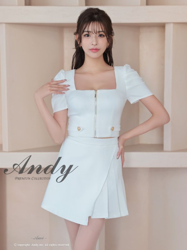 画像32: 【ANDY/アンディ】スクエアネック/ パフスリーブ/ 袖あり/ フロントジップ/ プリーツ/ フレア/ セットアップ/ ミニドレス/ キャバドレス[OF05] (32)
