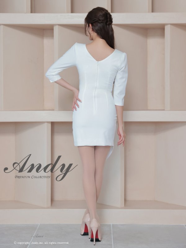 画像4: 【ANDY/アンディ】ストレッチ/ 長袖/ 袖あり/ ウエストカット/ アシンメトリー/ ラップスカート/ タイト/ ミニドレス/ キャバドレス[OF05] (4)