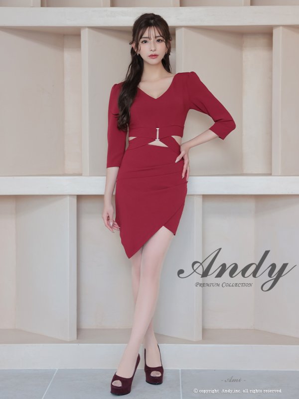 画像18: 【ANDY/アンディ】ストレッチ/ 長袖/ 袖あり/ ウエストカット/ アシンメトリー/ ラップスカート/ タイト/ ミニドレス/ キャバドレス[OF05] (18)