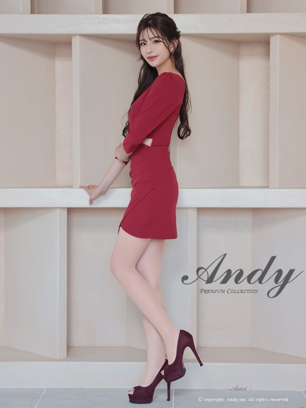 画像19: 【ANDY/アンディ】ストレッチ/ 長袖/ 袖あり/ ウエストカット/ アシンメトリー/ ラップスカート/ タイト/ ミニドレス/ キャバドレス[OF05] (19)