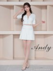 画像10: XSサイズあり【ANDY/アンディ】フロントジップ/ 半袖/ 袖あり/ ツイード/ ボックスプリーツ/ フレア/ セットアップ/ ミニドレス/ キャバドレス[OF05] (10)