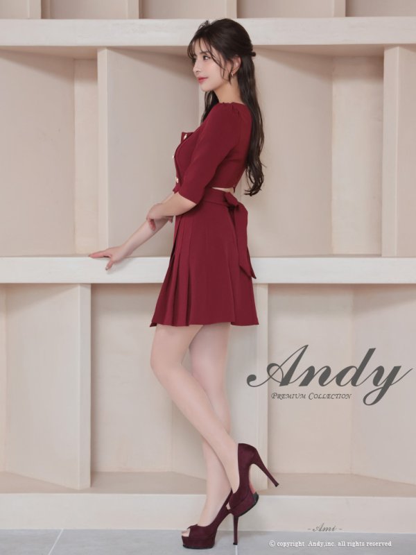 画像21: XSサイズあり【ANDY/アンディ】ハーフスリーブ/ 袖あり/ スクエアネック/ バストジッパー/ ボタン/ バックリボン/ プリーツ/ フレア/ ミニドレス/ キャバドレス[OF05] (21)