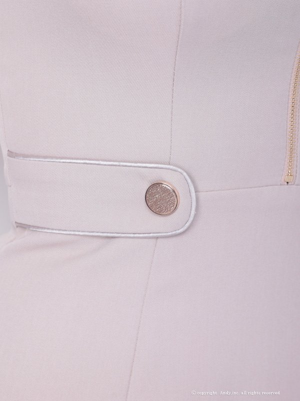 画像15: 【ANDY/アンディ】フロントジップ/ 半袖/ 袖あり/ スクエアネック/ チェーンパイピング/ ボックスプリーツ/ フレア/ ミニドレス/ キャバドレス[OF05] (15)