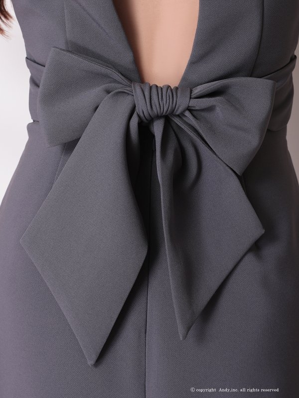 画像6: XSサイズあり【ANDY/アンディ】ハイネック/ フロントジップ/ ウエストシアー/ バックリボン/ ノースリーブ/ フレア/ ミニドレス/ キャバドレス[OF05] (6)