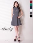 画像2: XSサイズあり【ANDY/アンディ】ハイネック/ フロントジップ/ ウエストシアー/ バックリボン/ ノースリーブ/ フレア/ ミニドレス/ キャバドレス[OF05] (2)